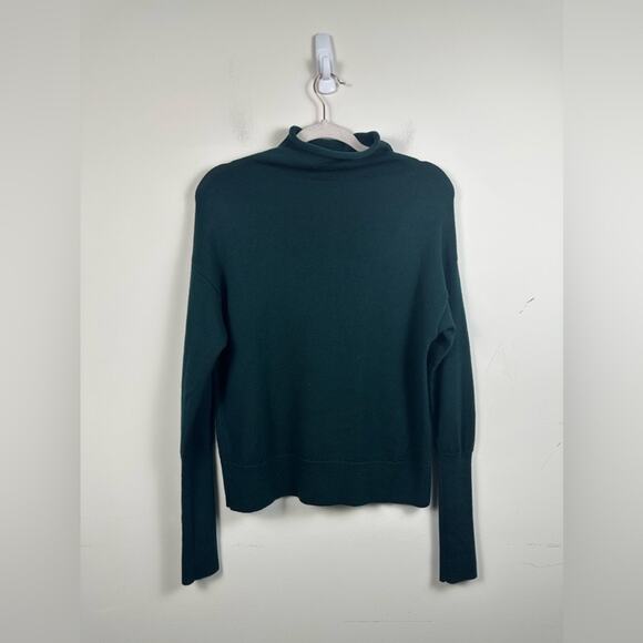 Wilfred Cyprie Size Small merino wool rolled mock-neck sweater EUC Emerald - Picture 2 of 6